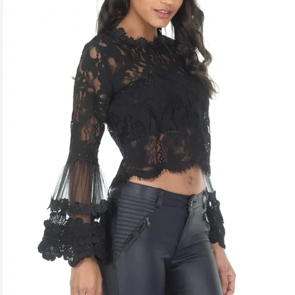 Monaco Black Lace Blouse - Picture 2 of 10